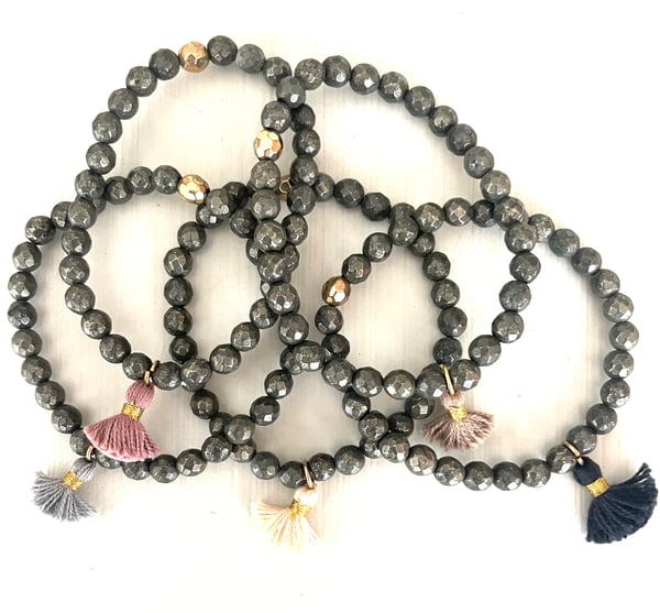 Image of Pyrite Tassel Bracelet