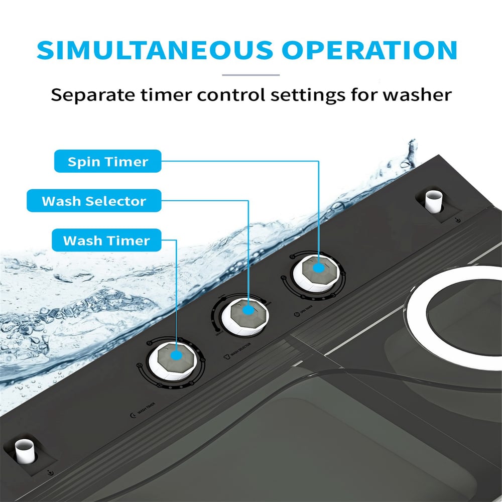 Twin Tub Washing Machine 110v 420w Double Tub With Drain Pump Semi-automatic 26lbs(18lbs 8lbs)
