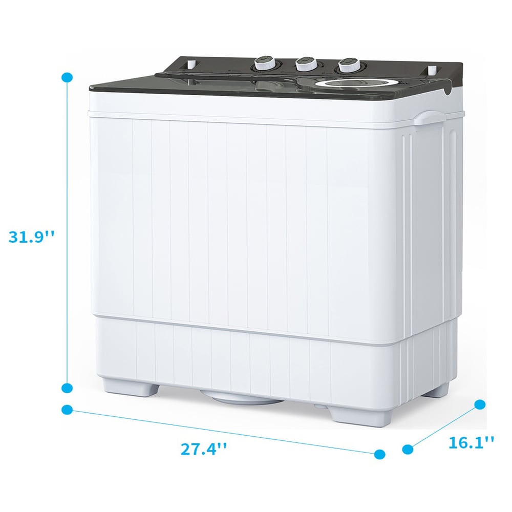 Twin Tub Washing Machine 110v 420w Double Tub With Drain Pump Semi-automatic 26lbs(18lbs 8lbs)