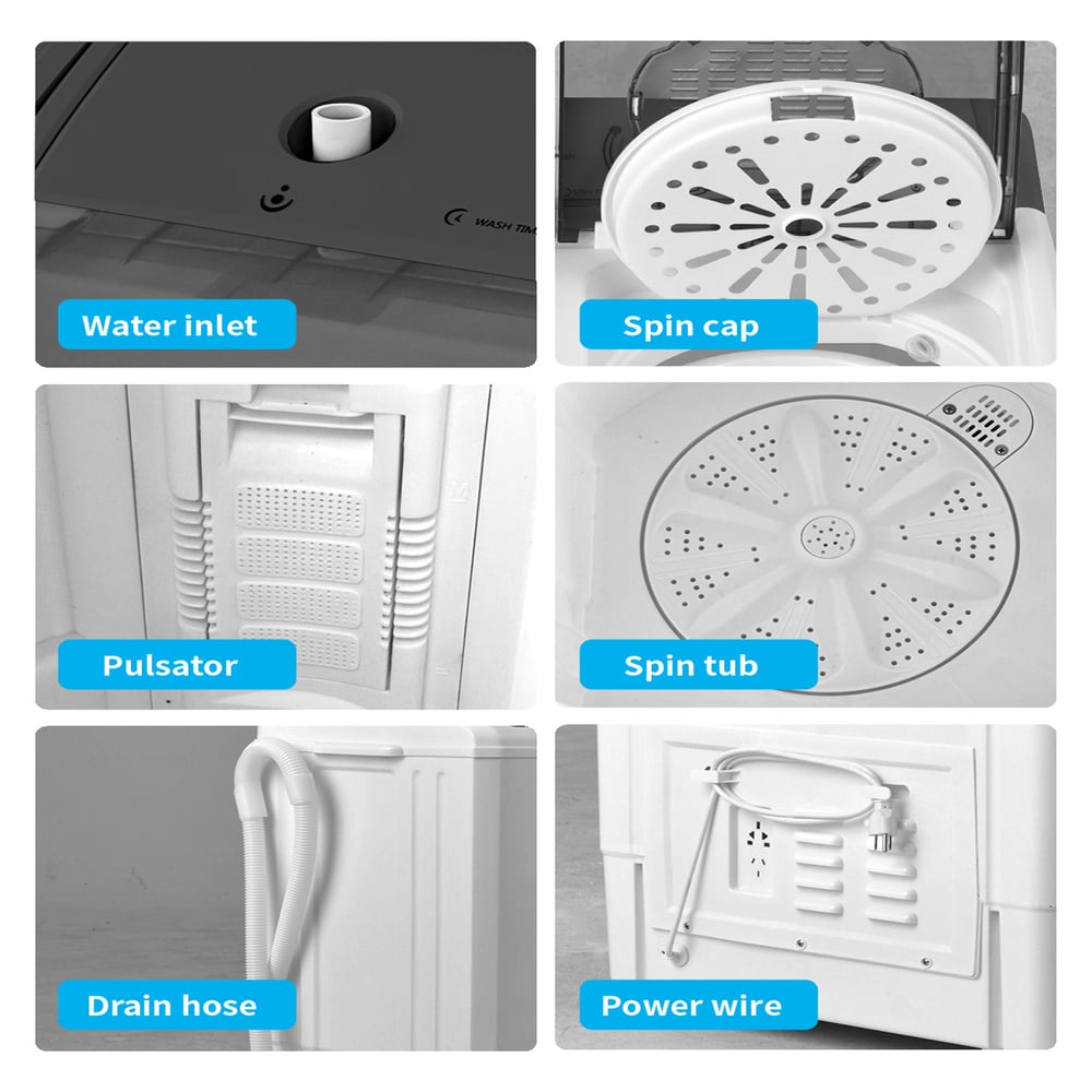 Twin Tub Washing Machine 110v 420w Double Tub With Drain Pump Semi-automatic 26lbs(18lbs 8lbs)