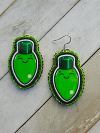 Image 1 of Green Christmas light earrings 