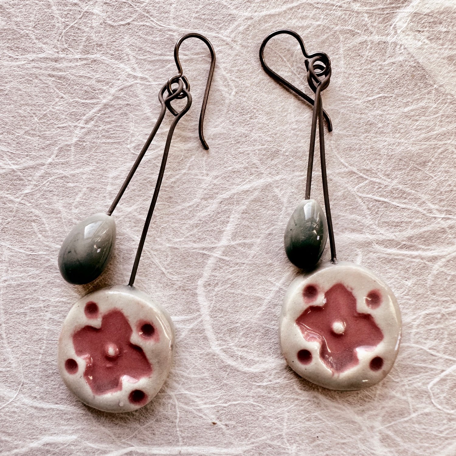 Image of Pink and Celadon Earrings