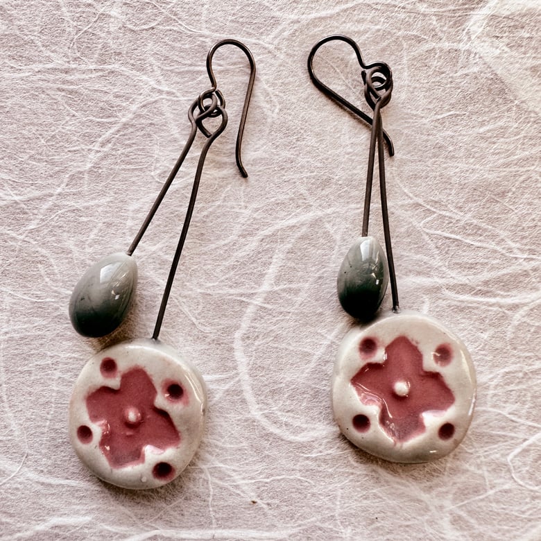 Image of Pink and Celadon Earrings