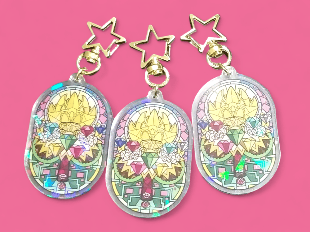 Image of Holographic Sonic Stain Glass Keyring!