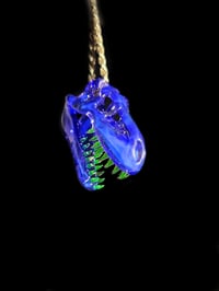 Image 2 of Empire Tyrannosaurus rex skull pendant with illuminati teeth.