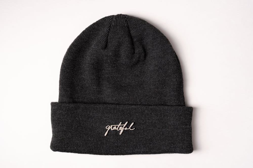 Image of Grateful Pin Beanie // Charcoal Grey