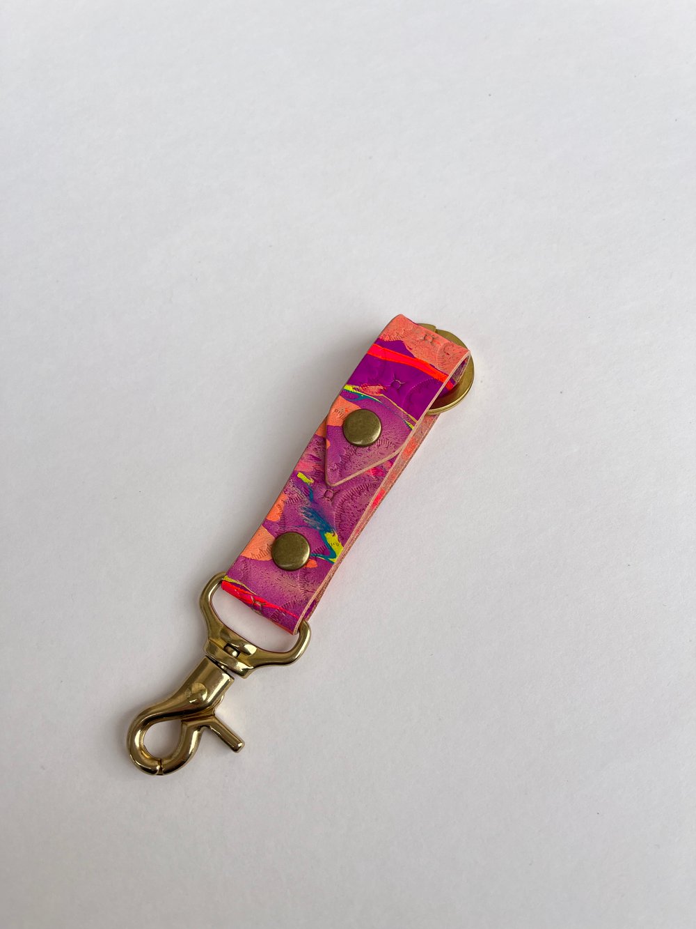 Image of Purple/Orange marbled long keychain #1