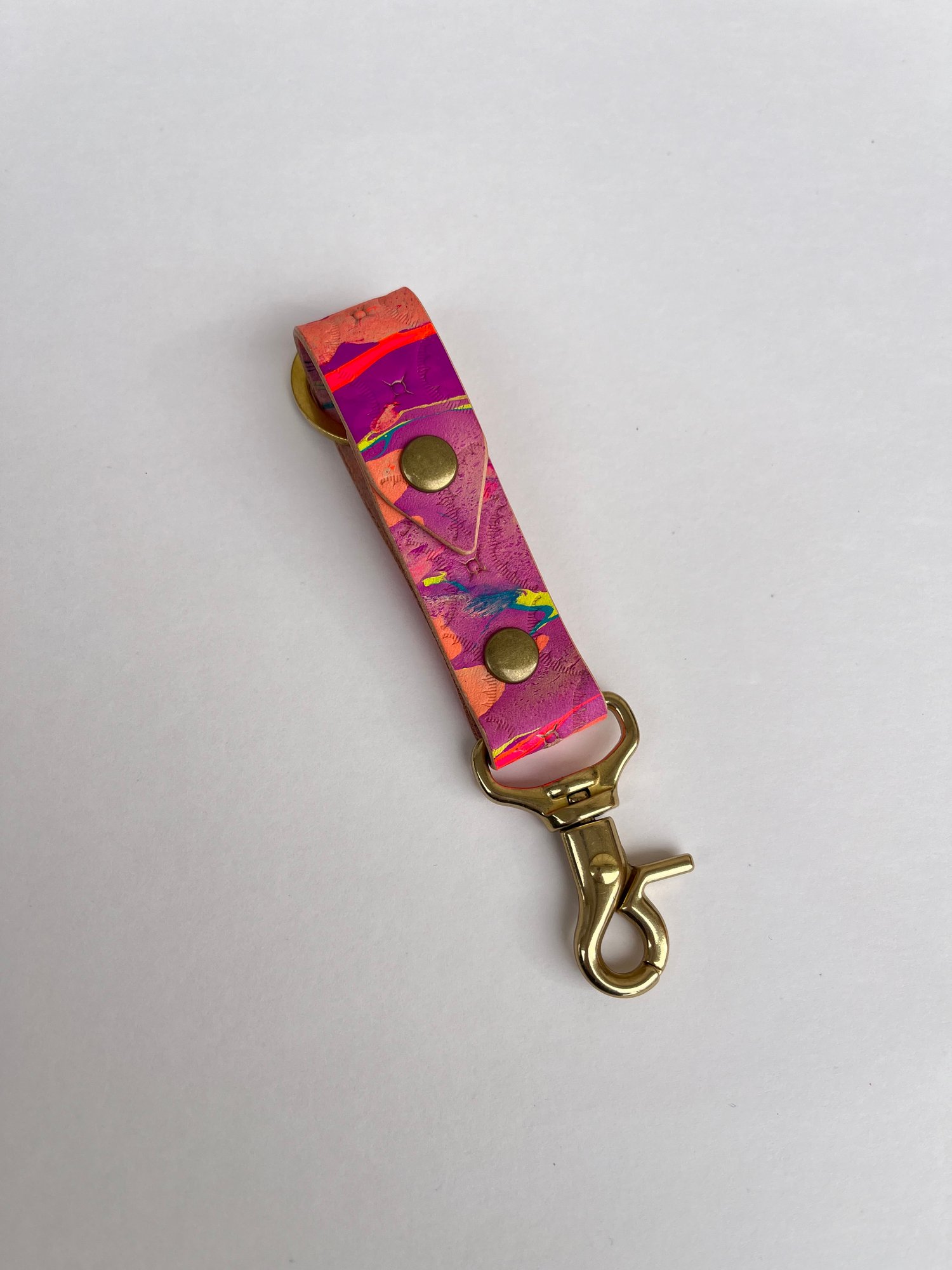 Image of Purple/Orange marbled long keychain #1