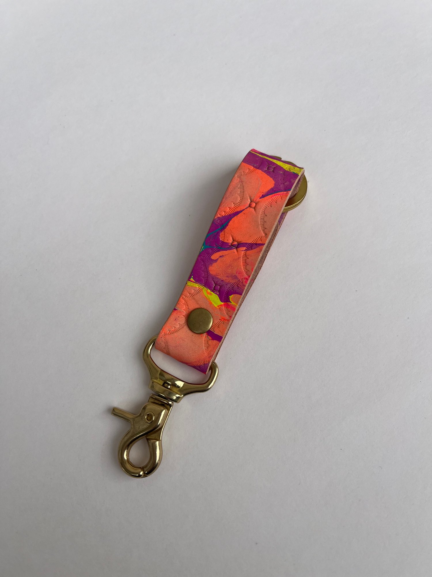 Image of Purple/Orange marbled long keychain #1
