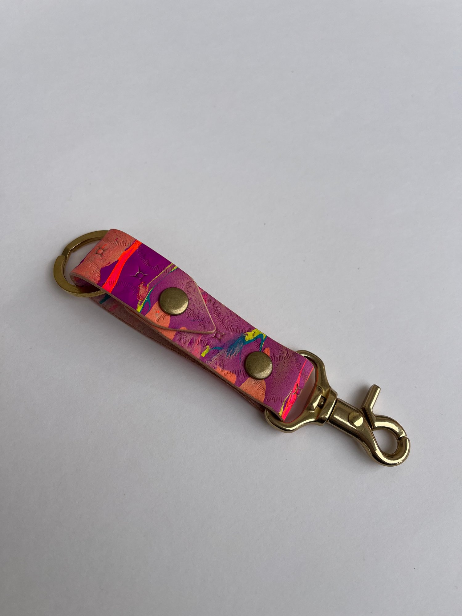 Image of Purple/Orange marbled long keychain #1