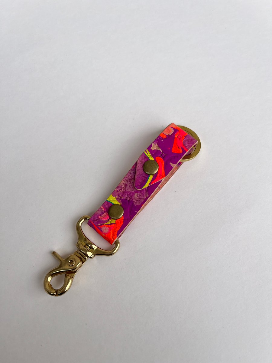 Image of Purple/Orange Marbled Long Keychain #2