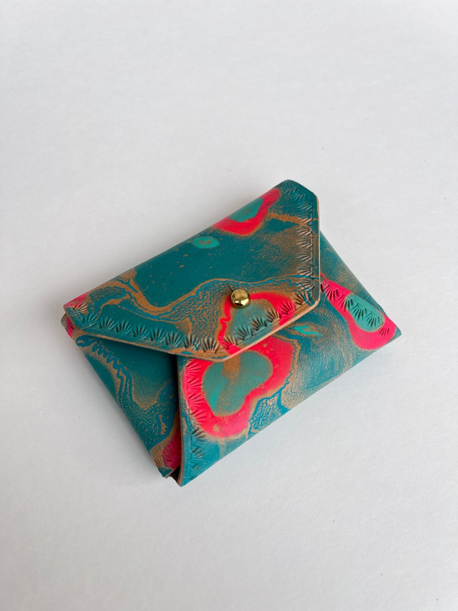 Image of Teal Marbled “No Stitch” Card Wallet
