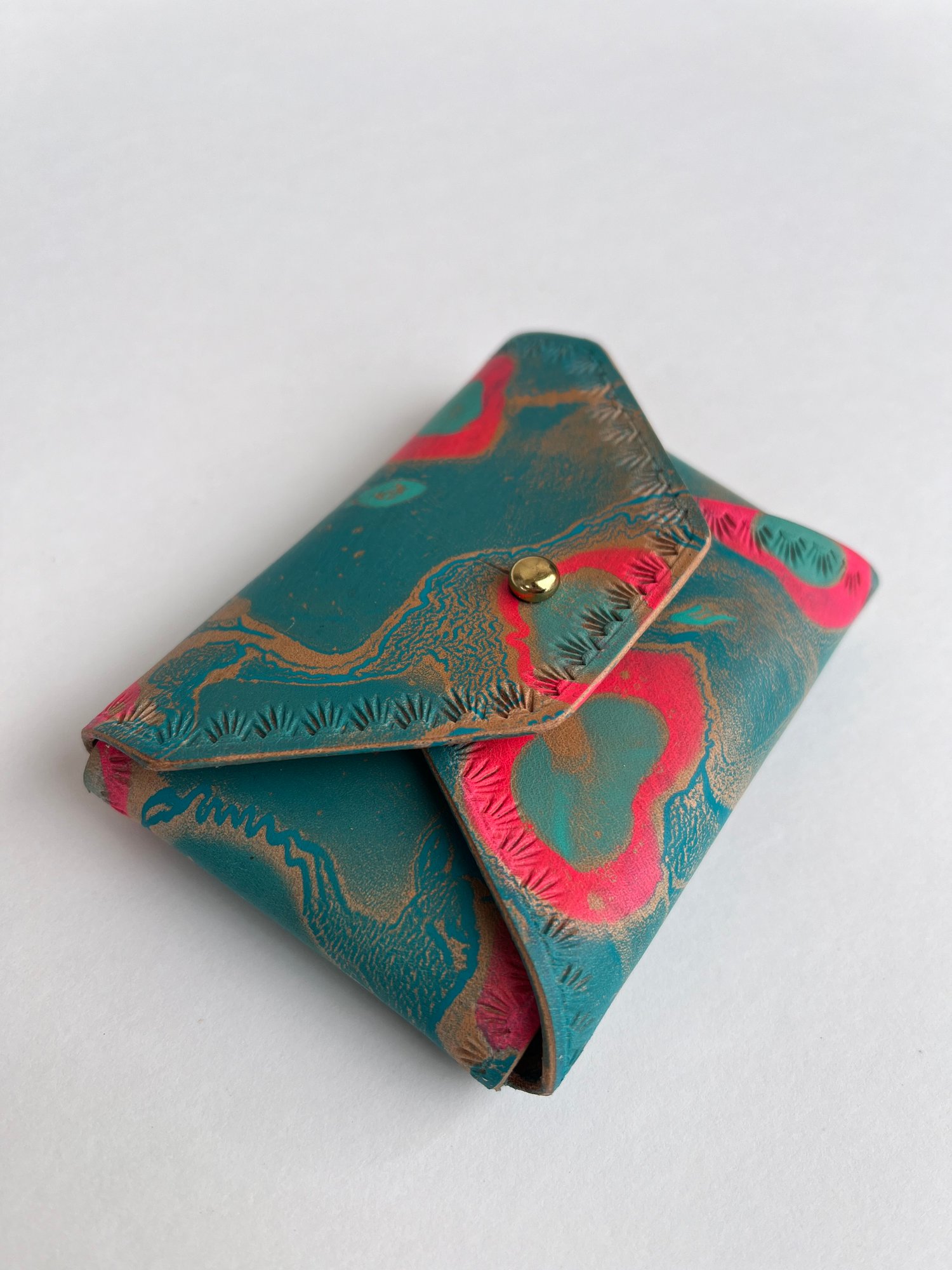 Image of Teal Marbled “No Stitch” Card Wallet