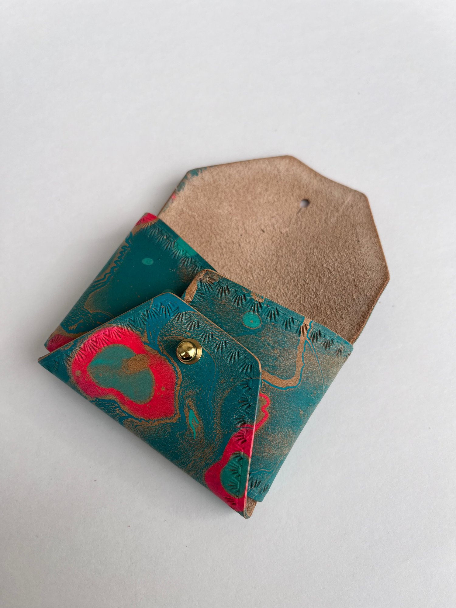 Image of Teal Marbled “No Stitch” Card Wallet