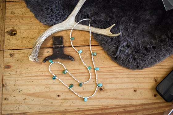Image of Turquoise Petal Sparkler necklace