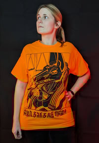 Image 1 of Anubis Unisex Neon Orange Techwear T-Shirt