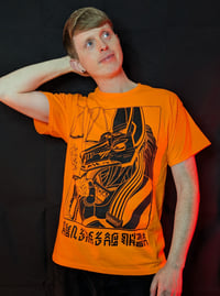 Image 2 of Anubis Neon Orange Unisex T-Shirt