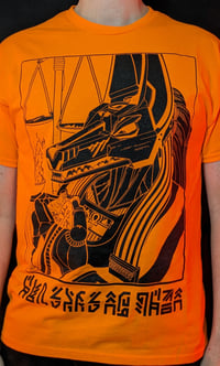 Image 3 of Anubis Neon Orange Unisex T-Shirt