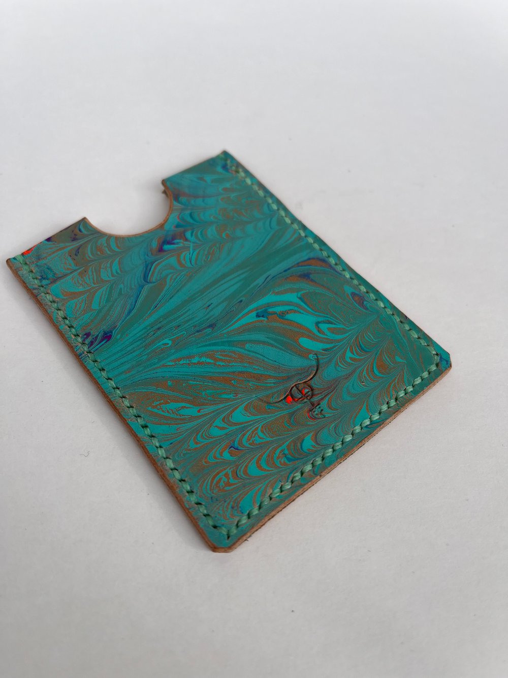 Image of Turquoise Marbled Cardholder 