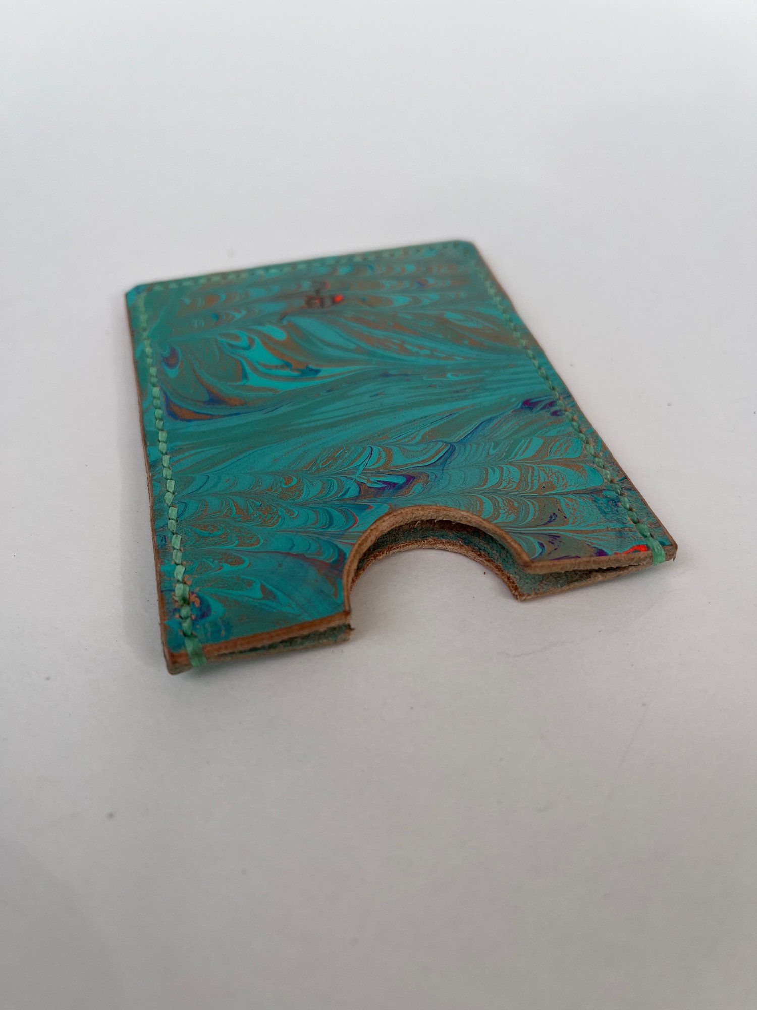 Image of Turquoise Marbled Cardholder 