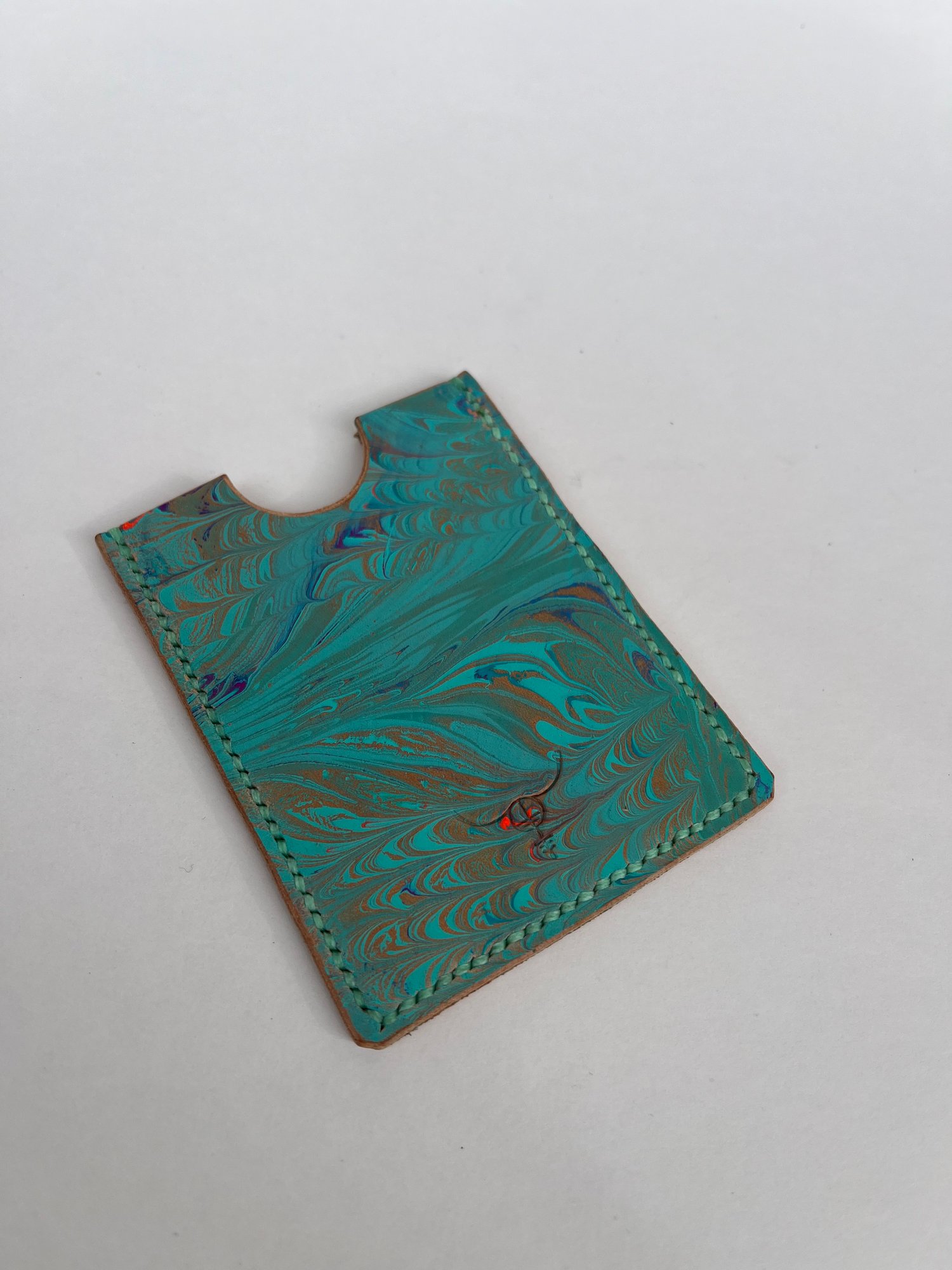 Image of Turquoise Marbled Cardholder 