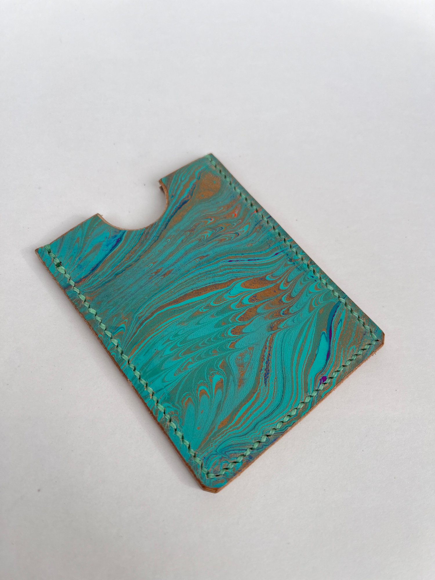 Image of Turquoise Marbled Cardholder 
