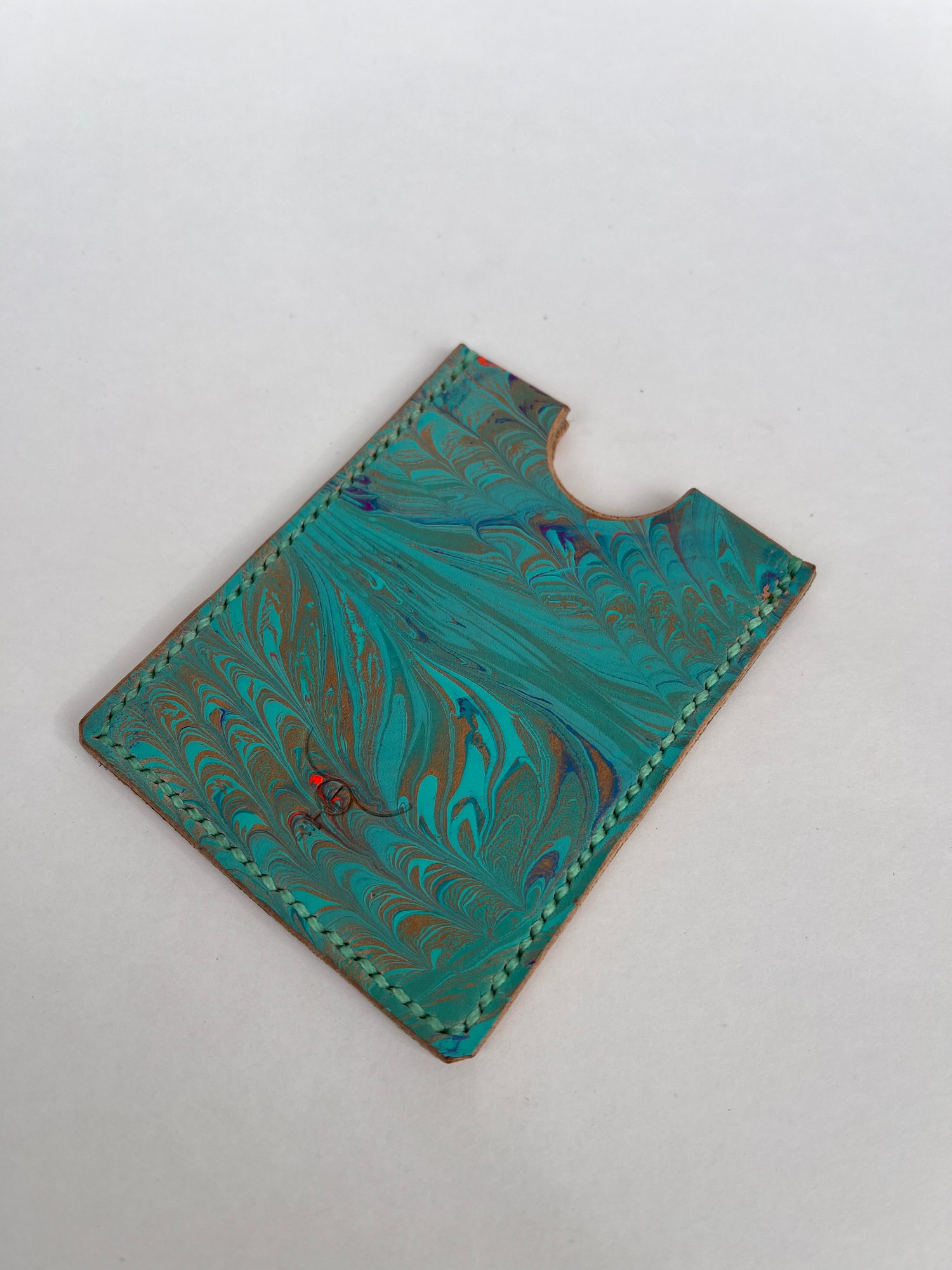 Image of Turquoise Marbled Cardholder 