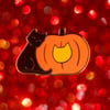 Black Cat and glowing pumpkin carving