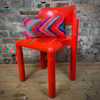 Image 2 of Velvet Chevron Bolster Teal /Red