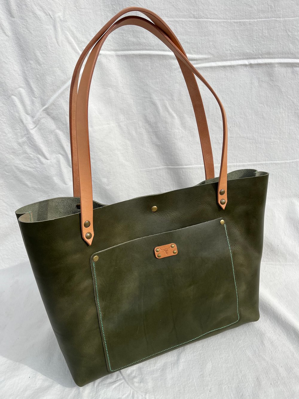 Image of Olive Italian Vachetta Carry-all Tote (Jade)