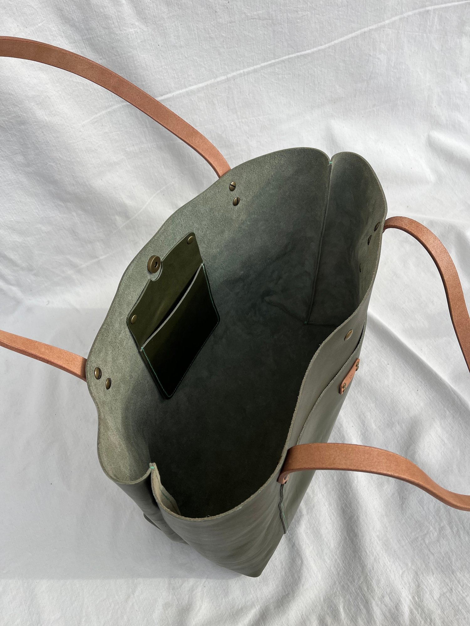 Image of Olive Italian Vachetta Carry-all Tote (Jade)