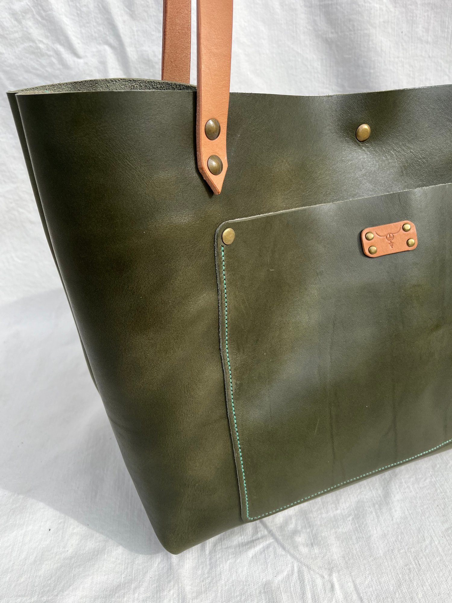 Image of Olive Italian Vachetta Carry-all Tote (Jade)