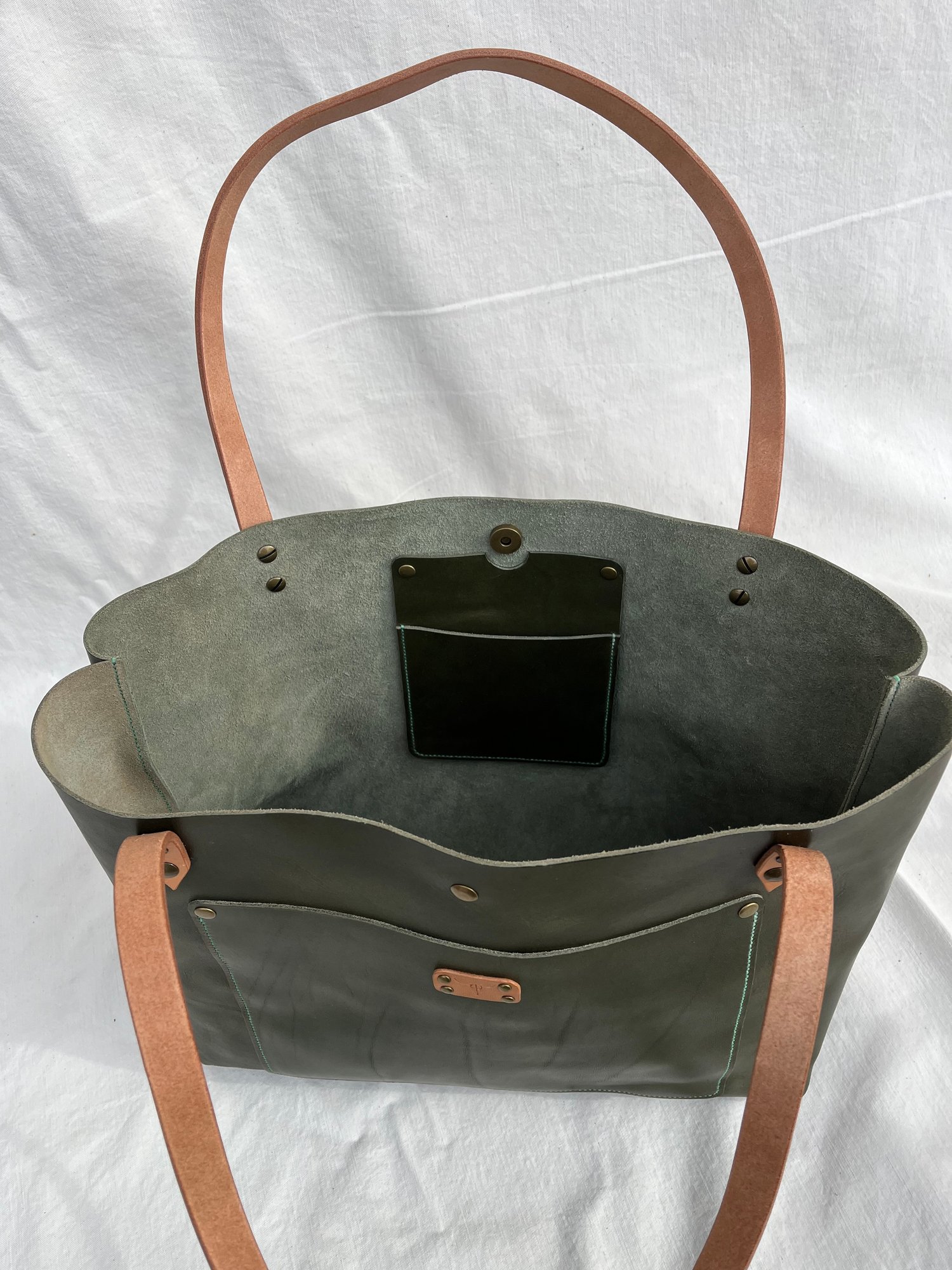 Image of Olive Italian Vachetta Carry-all Tote (Jade)