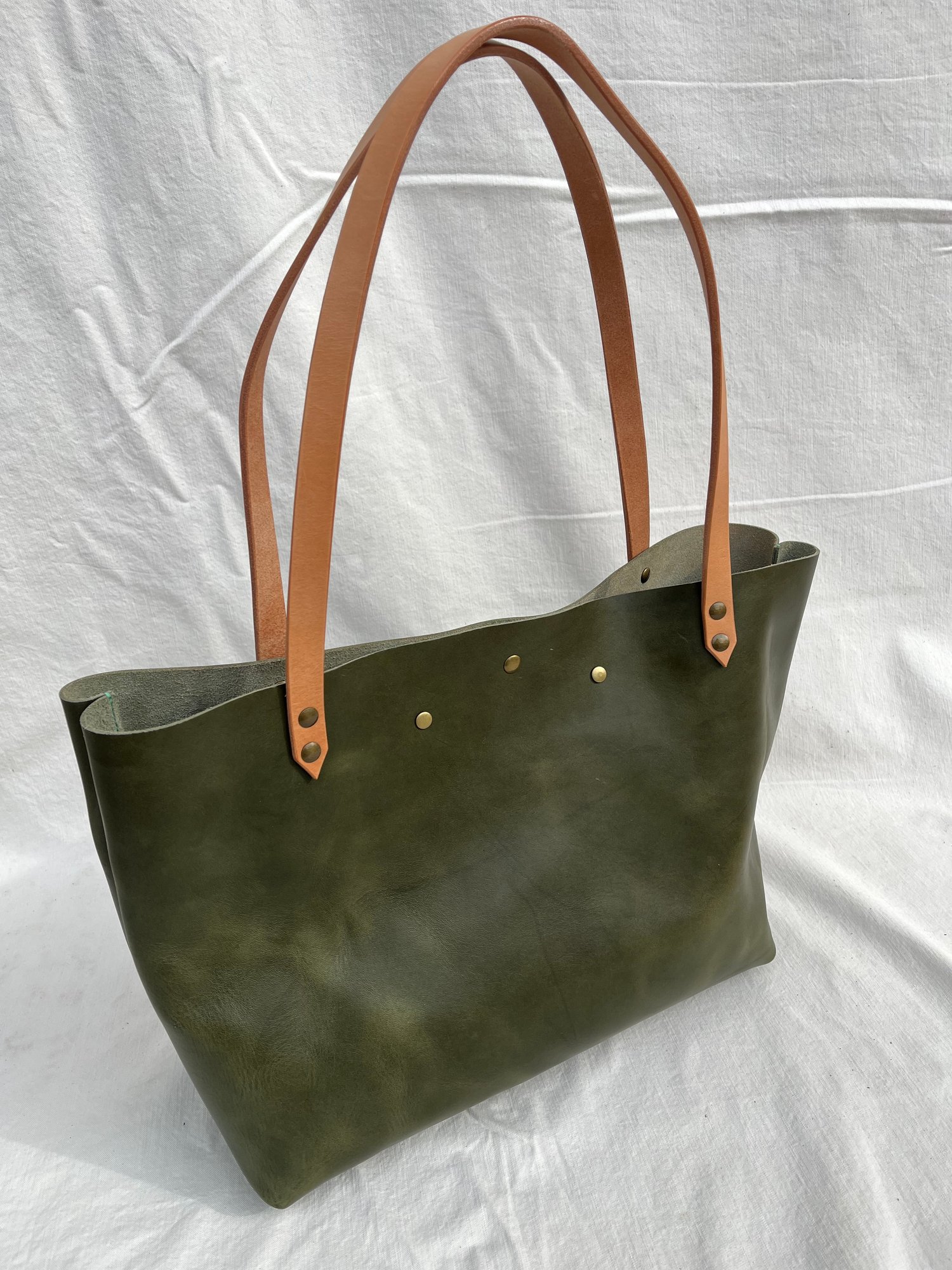 Image of Olive Italian Vachetta Carry-all Tote (Jade)