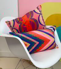 Image 2 of Velvet Chevron Bolster Pink/Blue