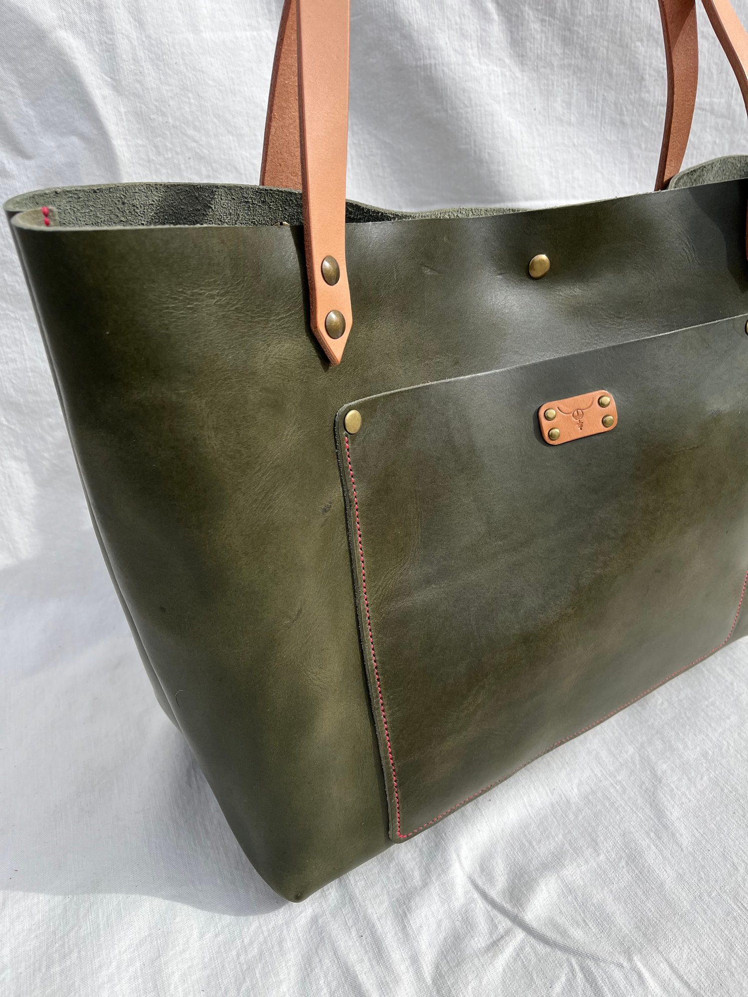 Image of Olive Italian Vachetta Carry-all Tote (Pink)