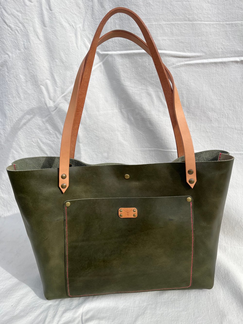 Image of Olive Italian Vachetta Carry-all Tote (Pink)