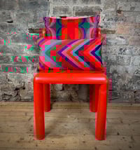 Image 5 of Velvet Chevron Bolster Teal /Red