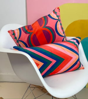 Image of NEW Velvet Totem Cushion Pink/Blue