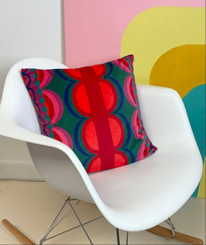 Image of NEW Velvet Totem Cushion Teal/Red