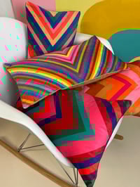 Image 5 of Velvet Chevron Bolster Pink/Blue