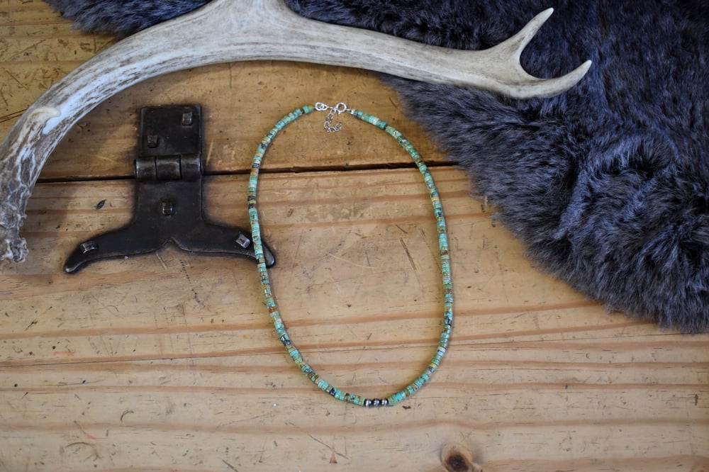 Image of Turquoise Heishi and Navajo Pearl Necklace 