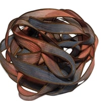 Image 5 of 1PC. COBBLESTONE 42" hand dyed wrist wrap bracelet silk ribbon/by COLOR KISSED SILK
