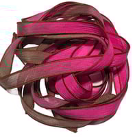 Image 5 of 1PC. DRAGON FRUIT  42" hand dyed wrist wrap bracelet silk ribbon/by COLOR KISSED SILK
