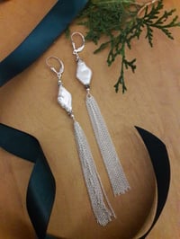 Image 4 of 7JU Freshwater Pearl Earrings with Sterling Silver Tassel