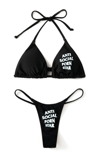 ANTI SOCIAL STAR REFLECTIVE BIKINI SWIMSUIT SET