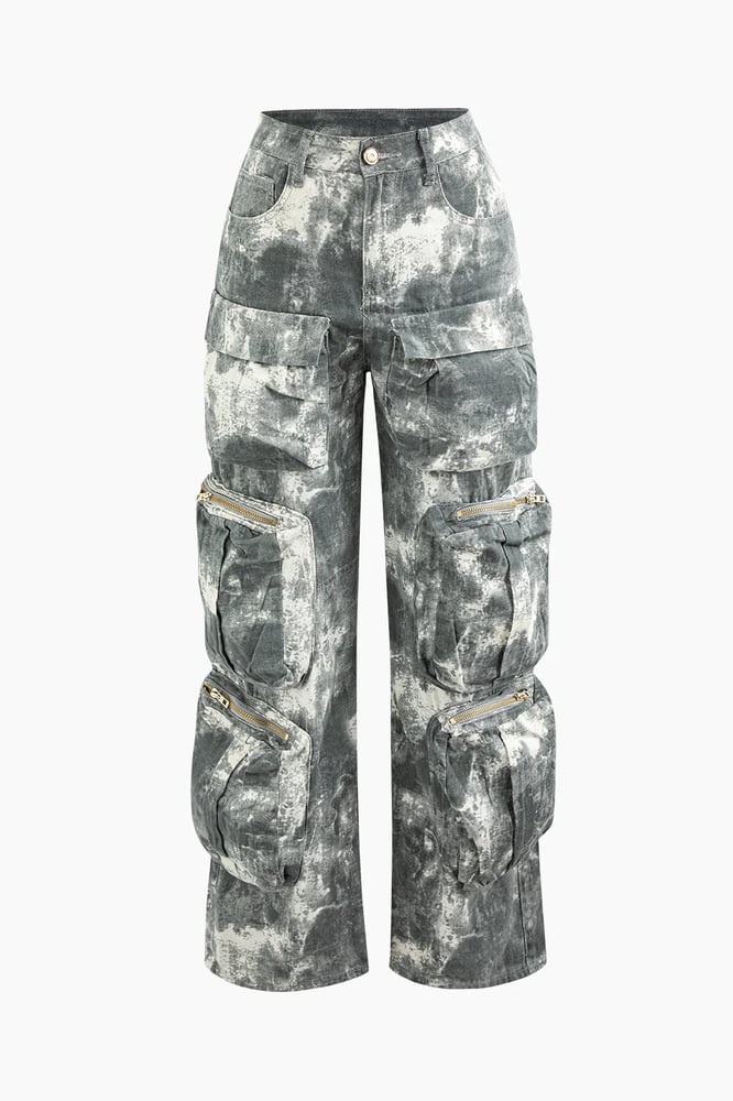 Image of Tie Dye Cargo Pants (Gray)