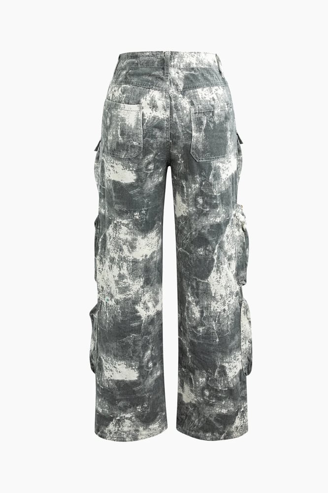 Image of Tie Dye Cargo Pants (Gray)