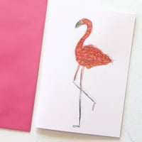 Image 1 of Blank Card. Art Card. Ringo the Flamingo.