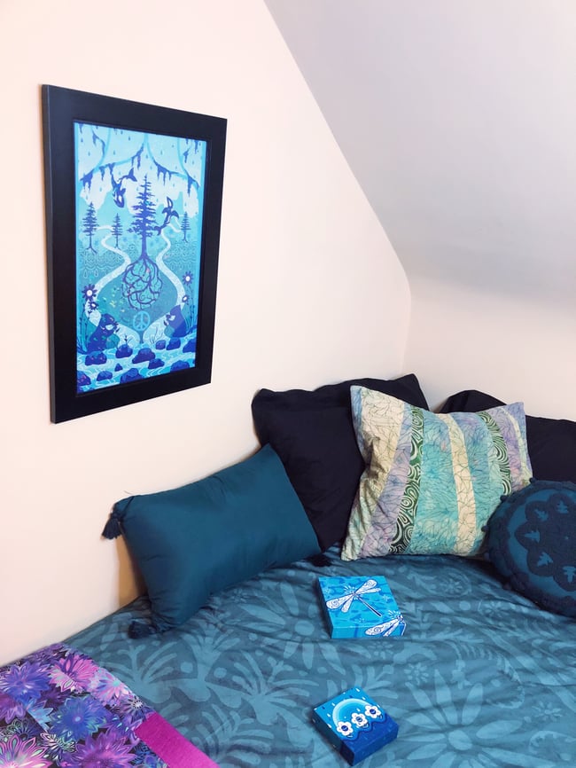 Hoh - Framed Iridescent Crackle Print